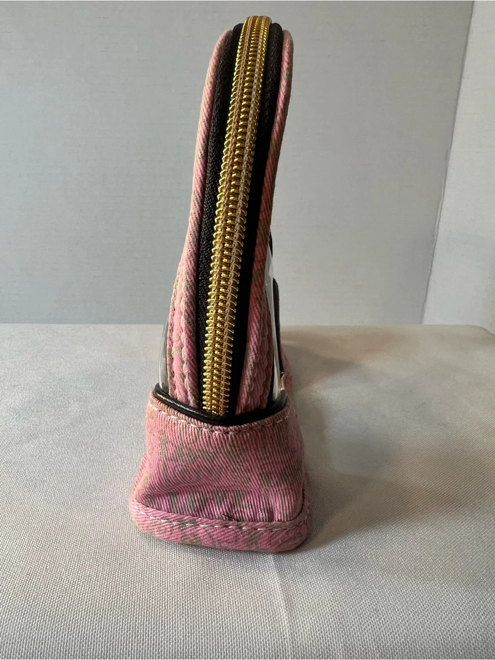 Victoria's Secret Clear Cosmetic Pouch with Pink Trim and Black Accents